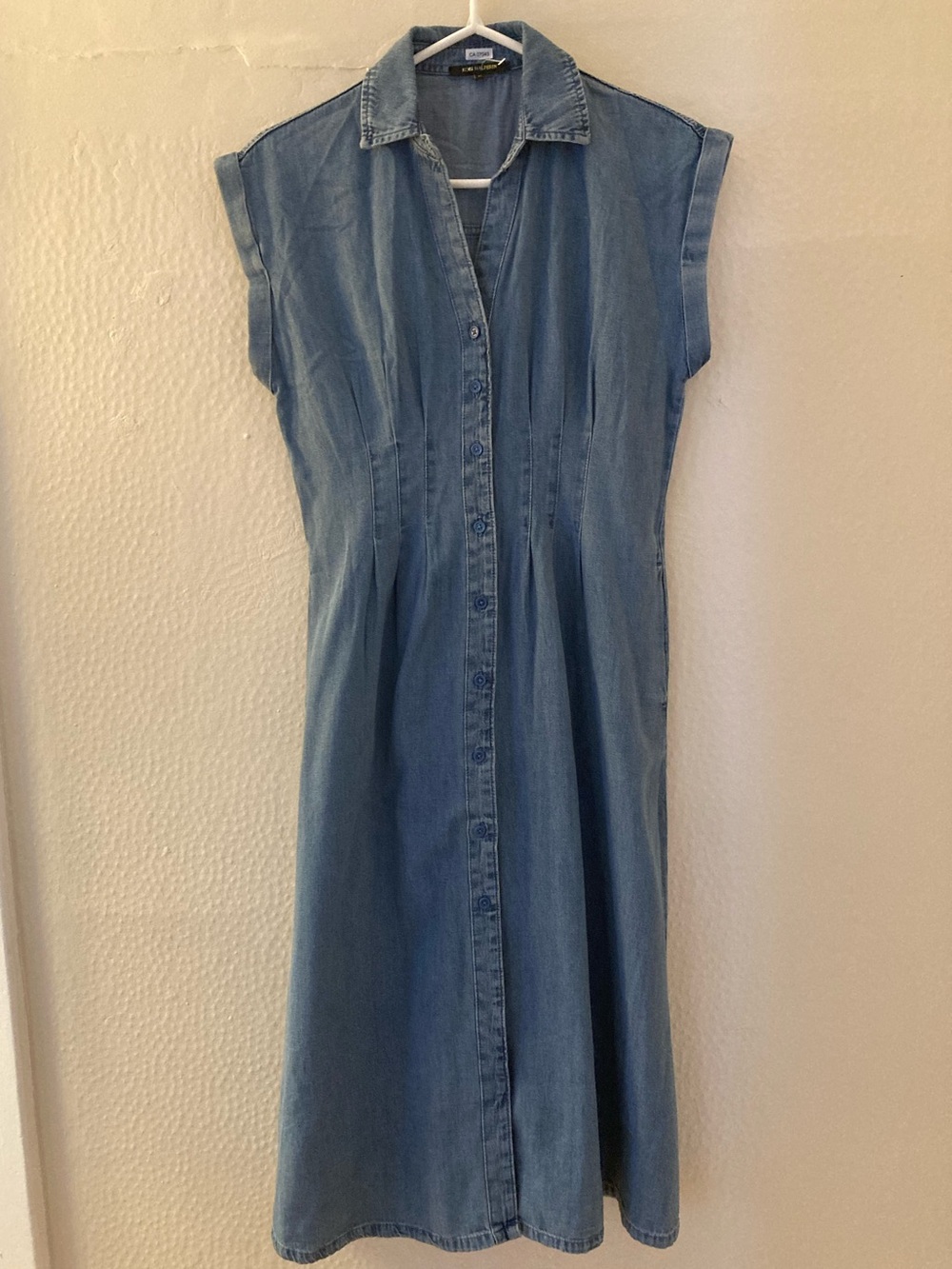 New Kobi Halperin Light Blue Denim Button-Front Midi Dress